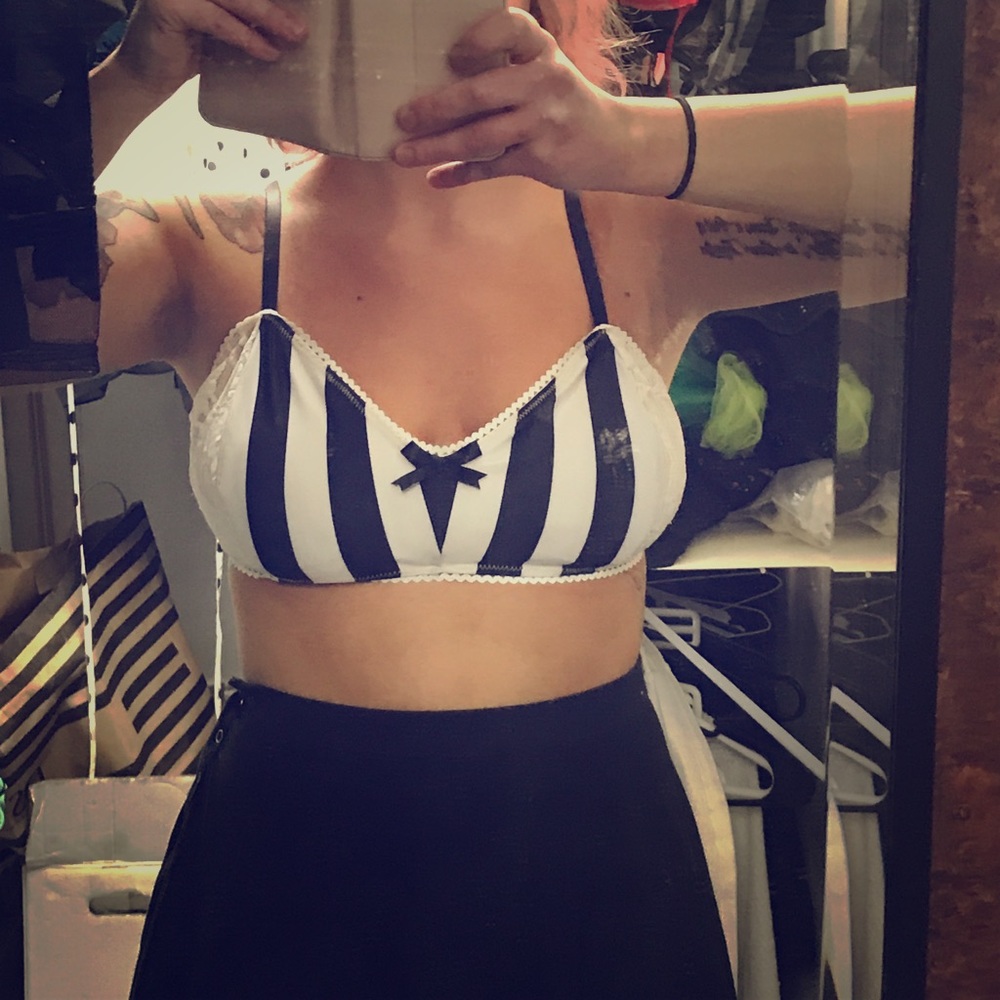 Black and white striped bra